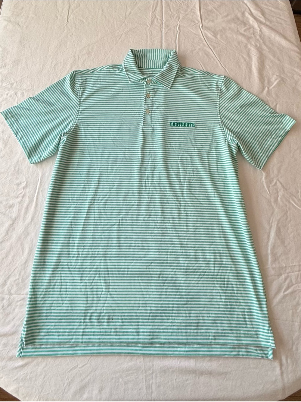 Vineyard Vines Dartmouth College Performance Polo Shirt Mens Large Green Stripe
